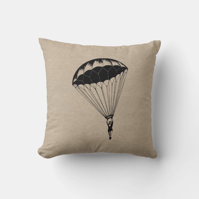 Vintage parachute linen burlap steampunk circus cushion (Front)