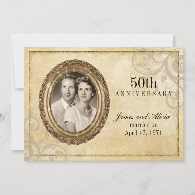 Vintage Parchment Anniversary Invitation (Front)