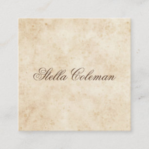 Vintage parchment antique aged paper rustic square business card
