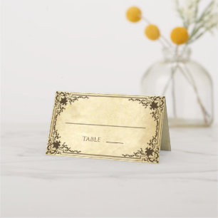 Vintage Parchment Antique Old Paper Ornate Wedding Place Card