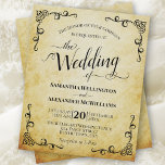Vintage Parchment BUDGET Wedding Invitation<br><div class="desc">This beautiful wedding invitation is a classy way to invite your friends and family to share in your joy on your special day without breaking the bank. The design has a vintage old world feel and is printed on faux parchment paper with elegant calligraphy and decorative scrollwork in the corners....</div>