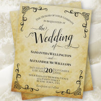 Vintage Parchment BUDGET Wedding Invitation