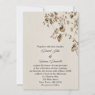 Vintage Parchment Floral Invitation