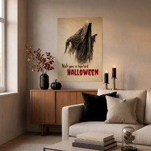 Vintage Parchment Haunted Halloween Ghost Print