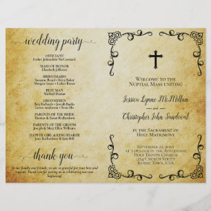 Vintage Parchment Holy Matrimony Wedding Program