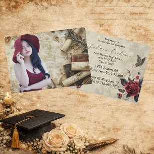 Vintage Parchment & Literary Collage Background Invitation