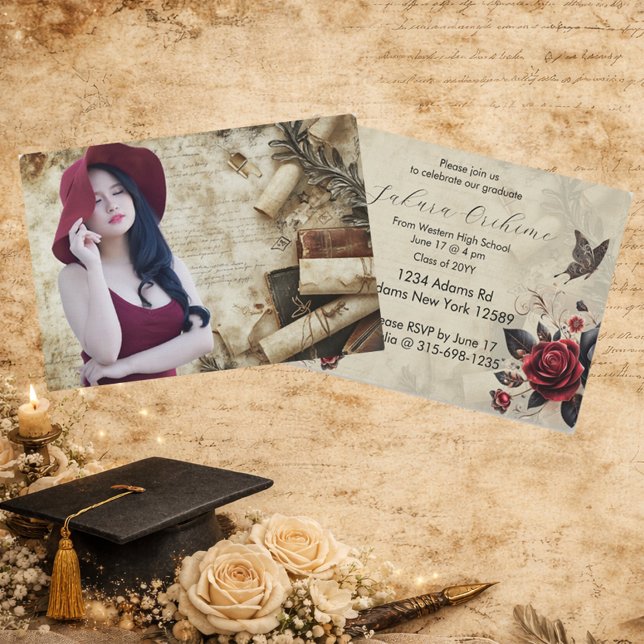 Vintage Parchment & Literary Collage Background Invitation (Creator Uploaded)