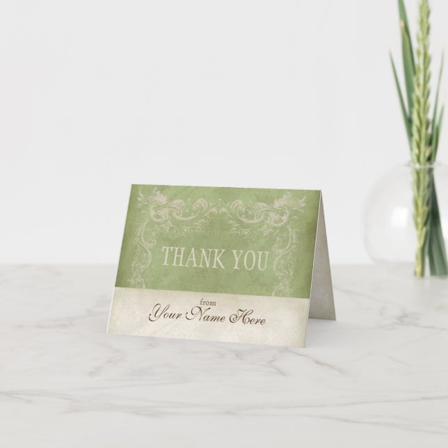 Vintage Parchment Look Business Thank You Notes (Front)