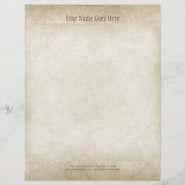 Vintage Parchment Look Letterhead Resume Paper (Front)