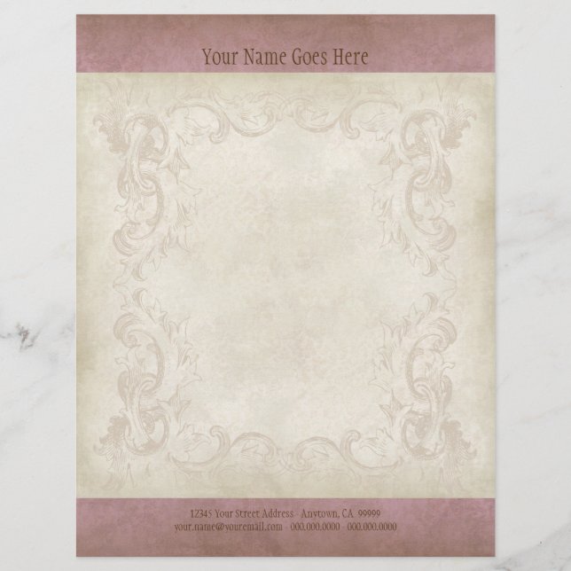 Vintage Parchment Look Letterhead Resume Paper (Front)