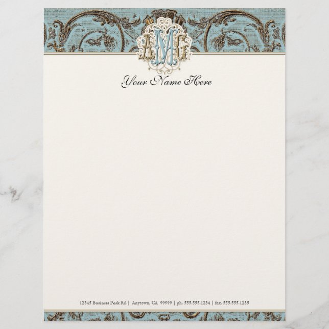 Vintage Parchment Look Letterhead Resume Paper Template (Front)