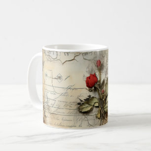 Vintage Parchment Love Letter with Flowers (10) Coffee Mug