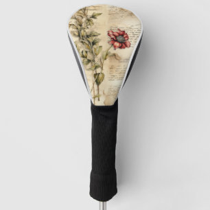 Vintage Parchment Love Letter with Flowers (1) Golf Head Cover
