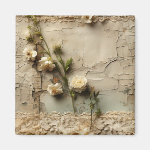 Vintage Parchment Love Letter with Flowers (3) Magnet