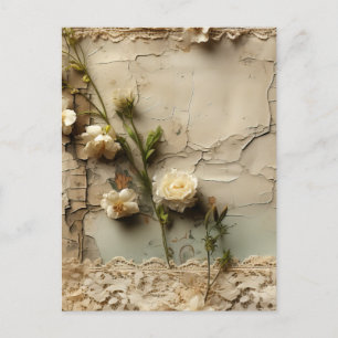 Vintage Parchment Love Letter with Flowers (3) Postcard