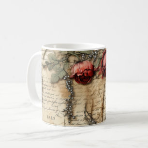 Vintage Parchment Love Letter with Flowers (4) Coffee Mug