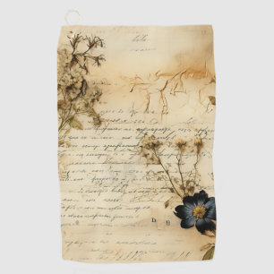 Vintage Parchment Love Letter with Flowers (5) Golf Towel
