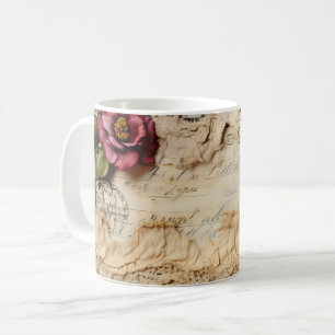 Vintage Parchment Love Letter with Flowers (8) Coffee Mug
