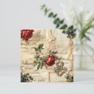 Vintage Parchment Love Letter with Flowers (9)