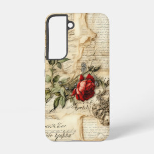 Vintage Parchment Love Letter with Flowers Samsung Galaxy Case
