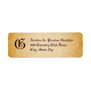 Vintage Parchment Monogram Halloween Address Label