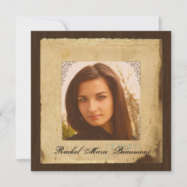 Vintage Parchment Paper Photo Graduation Invitation (Front)