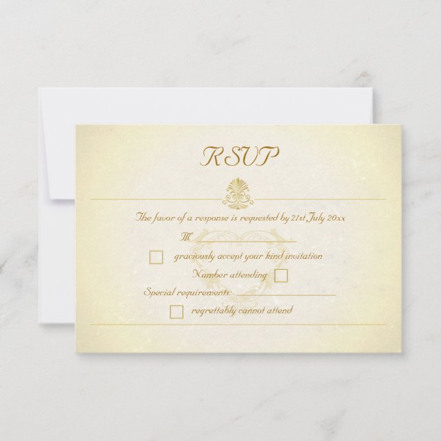 Vintage Parchment Paper Style RSVP Response Cards (Front)