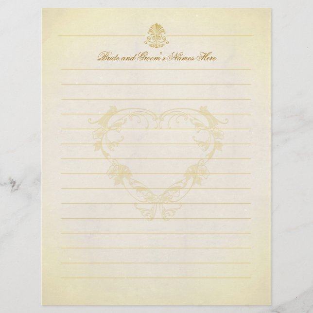 Vintage Parchment Paper Wedding Guest Book Pages (Front)