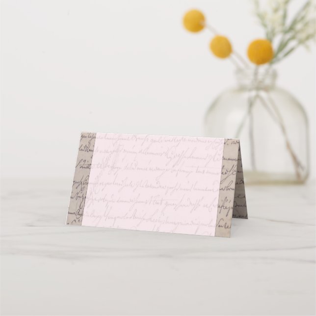 Vintage Parchment | Pink Place Card (Front)