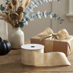 Vintage Parchment Satin Ribbon for Gift Wrapping