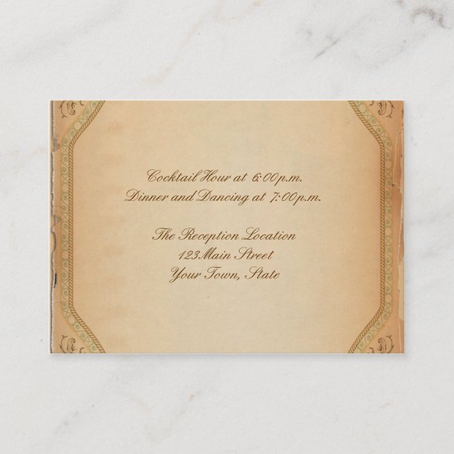 Vintage Parchment Scroll Reception Enclosure Card (Front)
