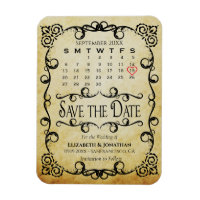 Vintage Parchment Wedding Save the Date Calendar
