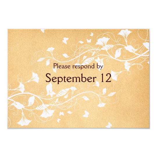 Vintage Parchment White Vine RSVP with envelopes Card