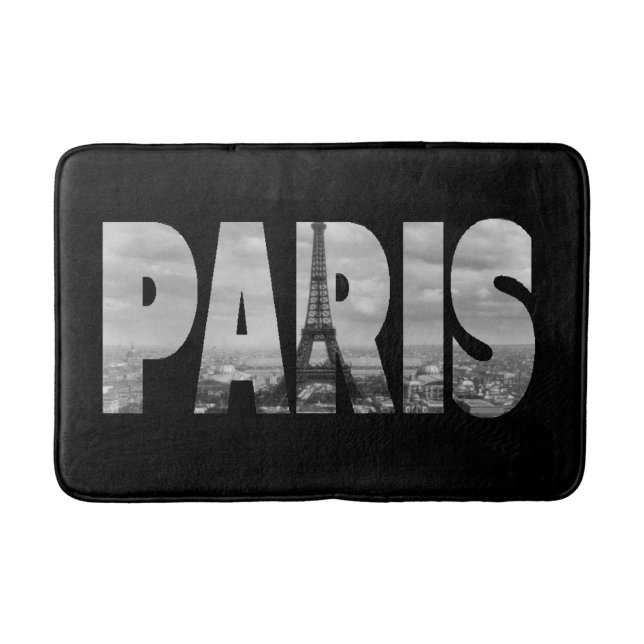 Vintage Paris and Eiffel Tower Bath Mat (Front)