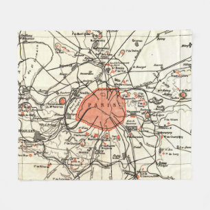 Vintage Paris and Surrounding Area Map (1890) Fleece Blanket