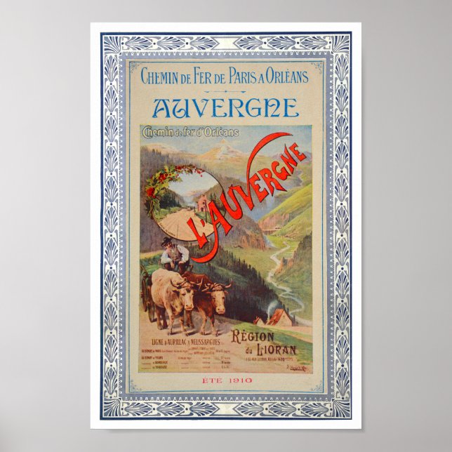 VINTAGE PARIS AUVERGNE FRANCE PRINT (Front)