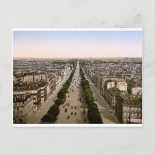 Vintage Paris, Avenue des Champs-Élysées panorama Postcard