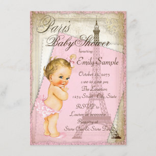 Vintage Paris Baby Shower Invitation