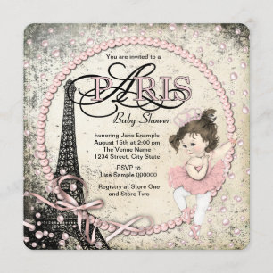 Vintage Paris Baby Shower Invitation