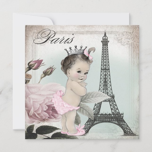 Vintage Paris Baby Shower Invitation (Front)