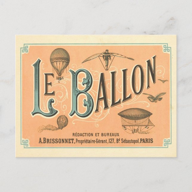 Vintage Paris Ballon postcard (Front)
