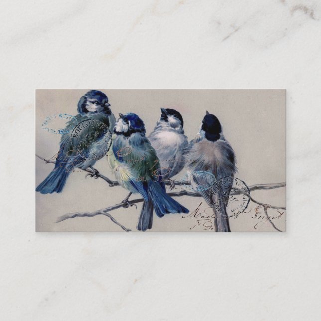 Vintage Paris Bluebirds Business Card (Front)