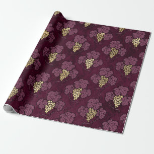 Vintage Paris Burgundy Purple and Gold Wine themed Wrapping Paper