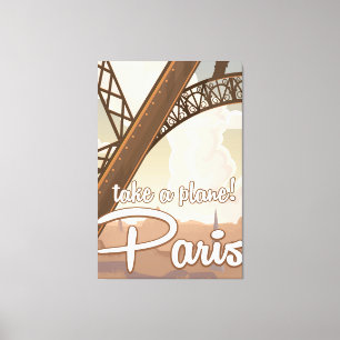 Vintage Paris Cartoon travel poster Canvas Print