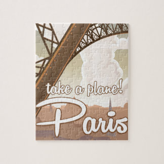 Vintage Paris Cartoon travel poster Jigsaw Puzzle