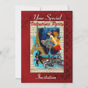 Vintage Paris collage Valentines party Invitation