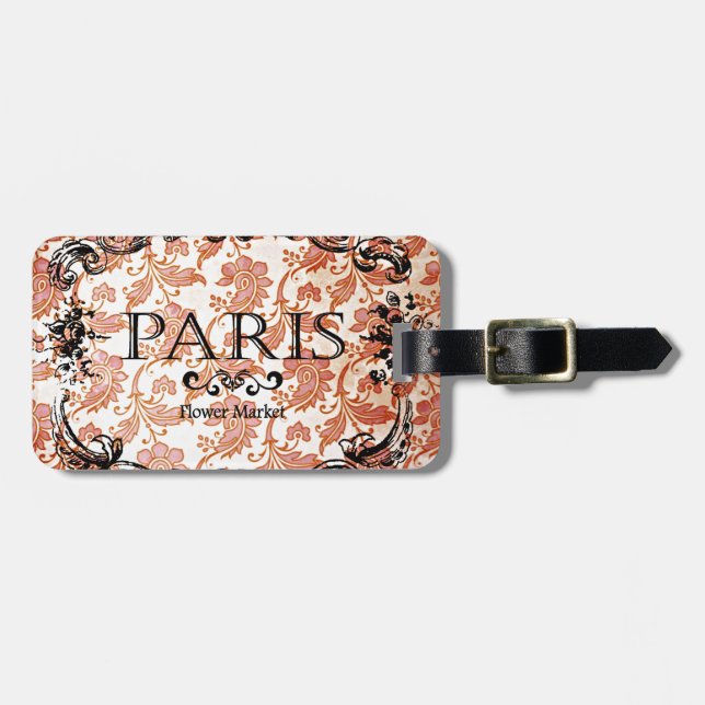 Vintage Paris Damask Luggage Tag (Front Horizontal)