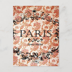 Vintage Paris Damask Postcard