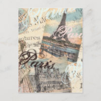 Vintage Paris decoupage Landmarks typography