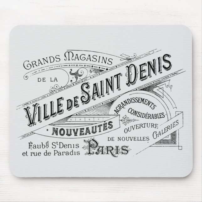 Vintage Paris Deptartment Store Ad Mouse Mat (Front)